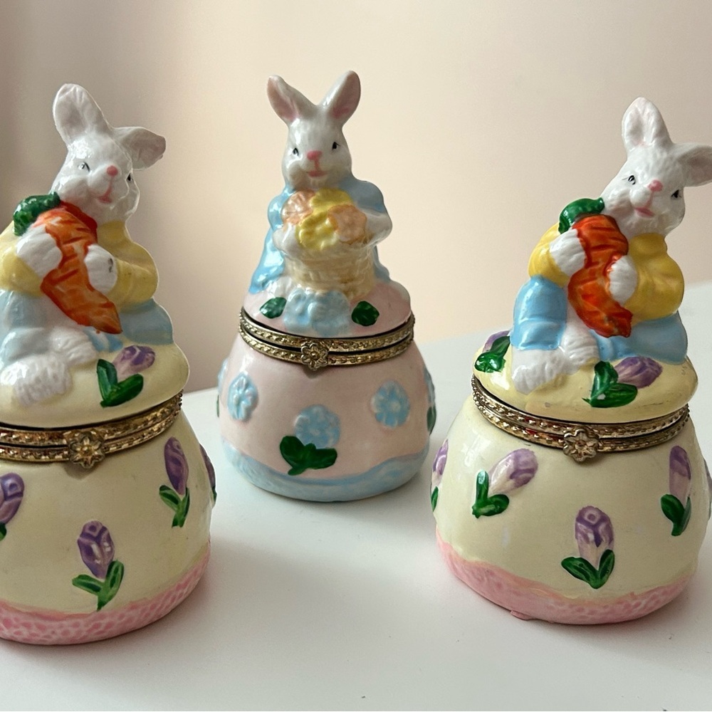4/$100 Charming Bunny Trinket Boxes - Multicolor
